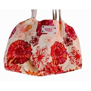 Women of Faith Orange Burgundy Magenta Handbag Purse Pouch Handles Canvas Zipper